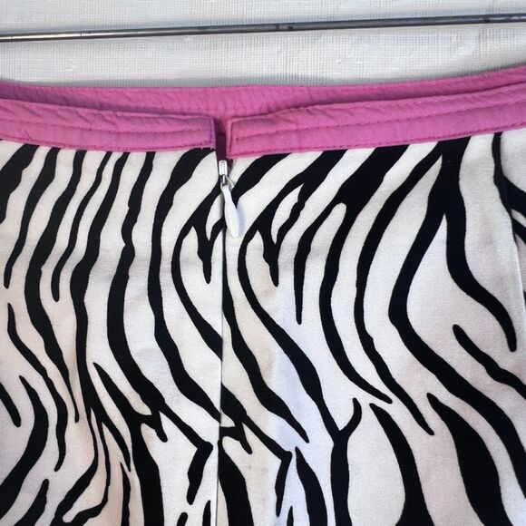 Cynthia Steffe Zebra Print Skirt NWT Pink Trim Pencil Black & White Cotton Sz 8 - Picture 4 of 9